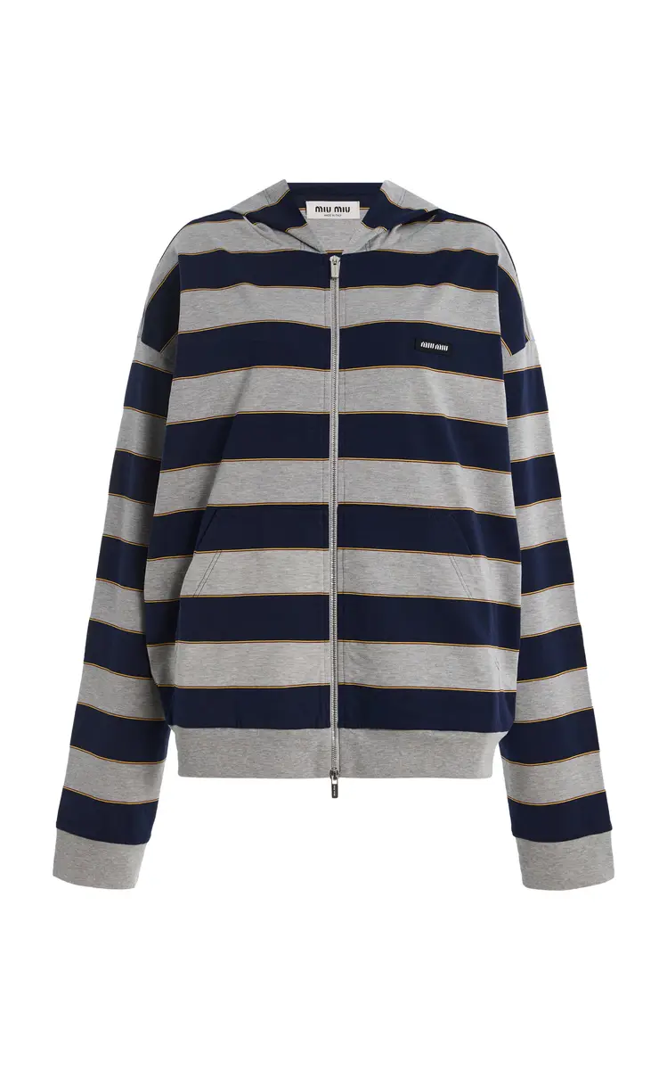 Miu Miu Striped Cotton Hoodie | Thumbnail 6