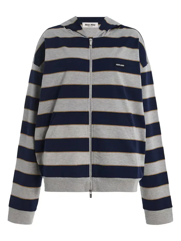 Miu Miu Striped Cotton Hoodie
