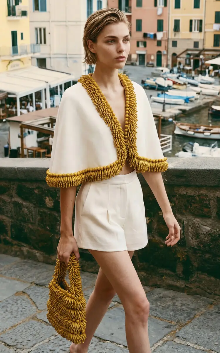 Alexis Tyrenna Embellished Crepe Cape