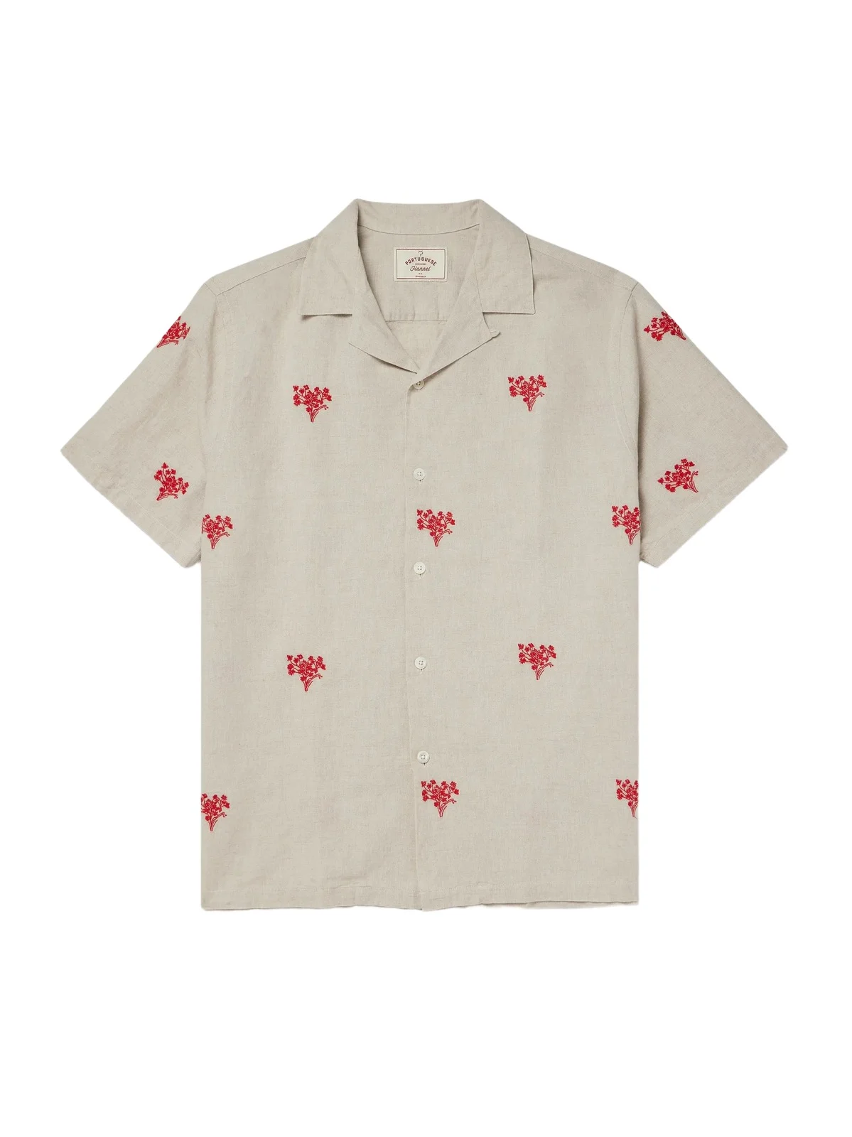 Convertible-Collar Embroidered Linen and Cotton-Blend Shirt - Men Convertible-Collar Embroidered Linen and Cotton-Blend Shirt - Men
