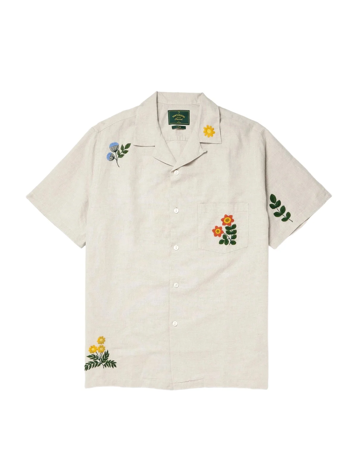 Convertible-Collar Embroidered Linen and Cotton-Blend Shirt - Men Convertible-Collar Embroidered Linen and Cotton-Blend Shirt - Men