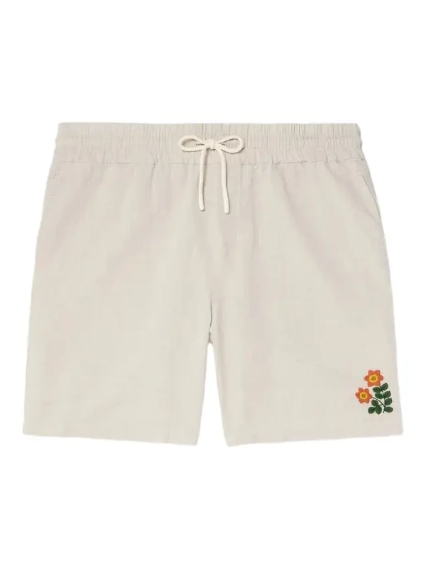 Spring Straight-Leg Embroidered Linen and Cotton-Blend Shorts - Men
