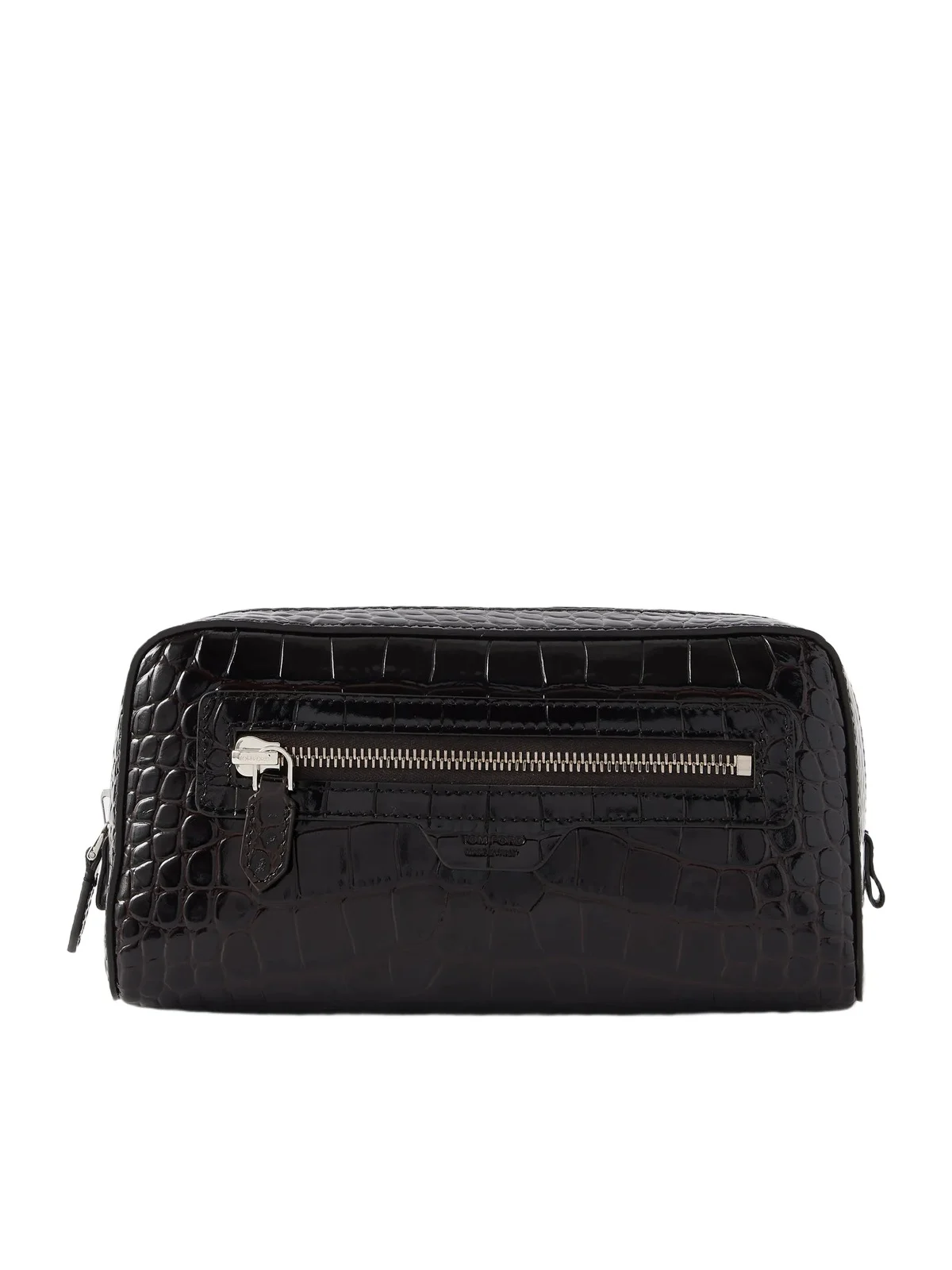 Croc-Effect Leather Wash Bag - Men
