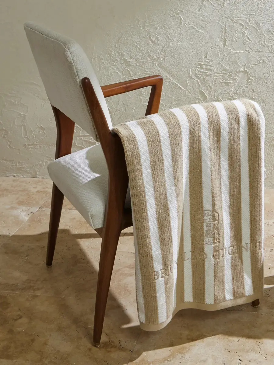 Brunello Cucinelli Logo-Embroidered Striped Cotton-Terry Beach Towel - Men | Thumbnail 2 Brunello Cucinelli Logo-Embroidered Striped Cotton-Terry Beach Towel - Men | Thumbnail 2