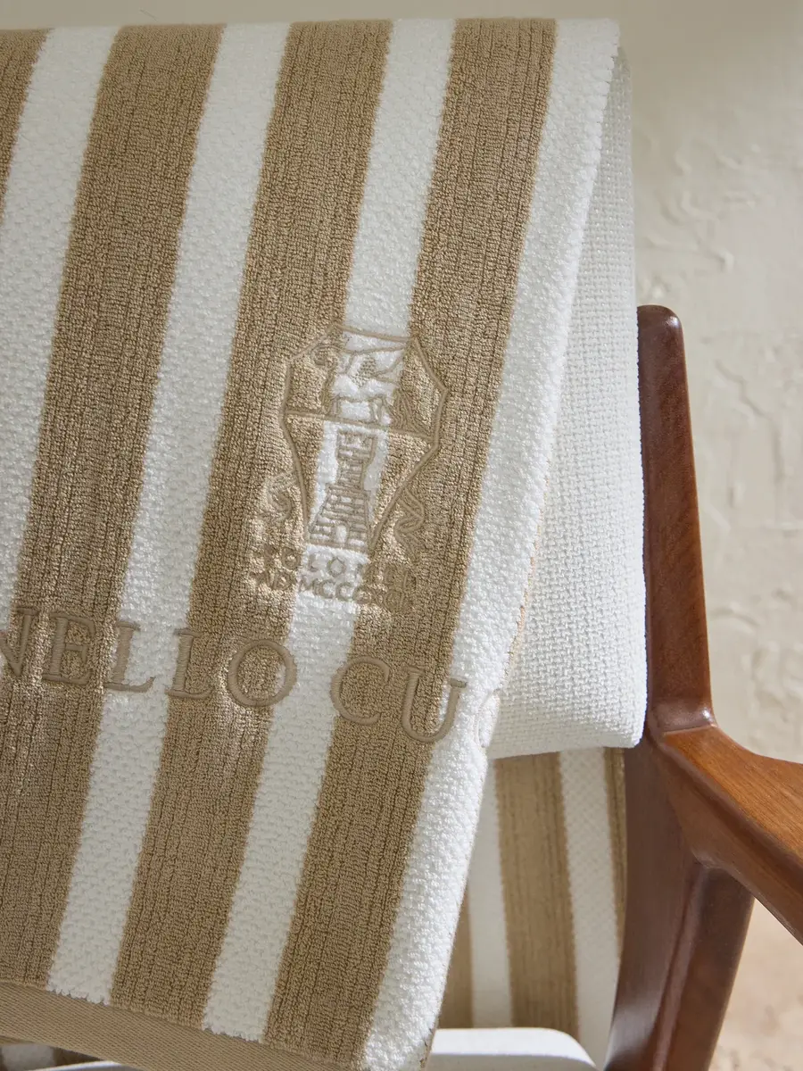 Brunello Cucinelli Logo-Embroidered Striped Cotton-Terry Beach Towel - Men | Thumbnail 3 Brunello Cucinelli Logo-Embroidered Striped Cotton-Terry Beach Towel - Men | Thumbnail 3