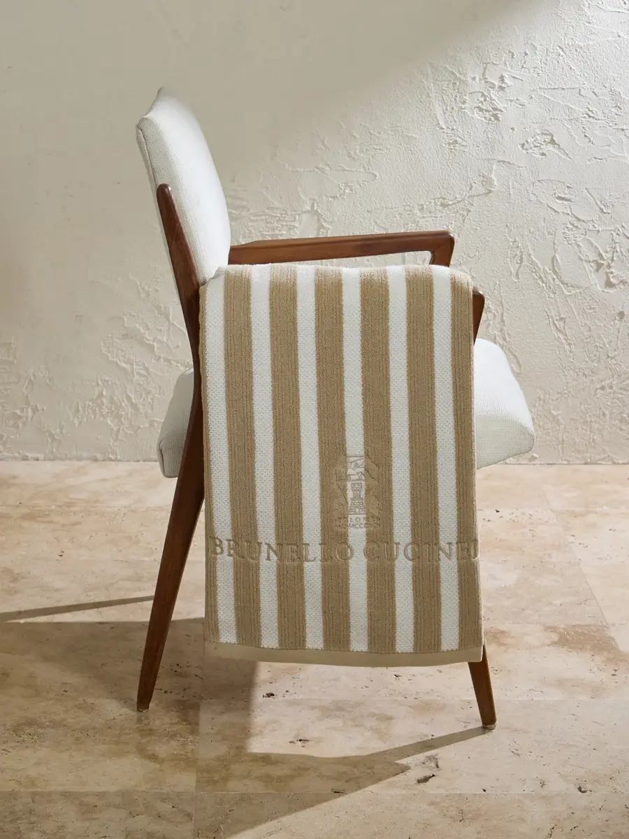 Brunello Cucinelli Logo-Embroidered Striped Cotton-Terry Beach Towel - Men
