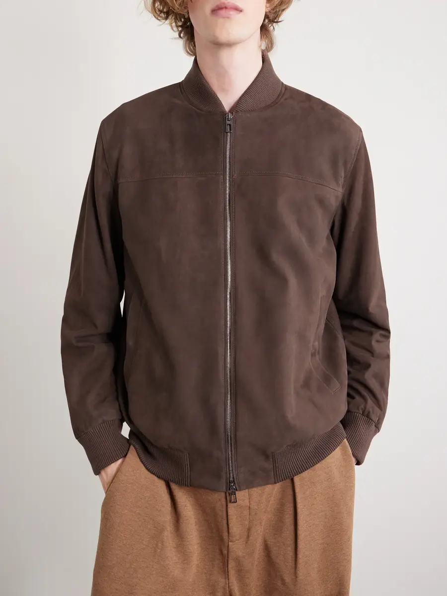 Loro Piana Ivy Padded Suede Bomber Jacket - Men | Thumbnail 3 Loro Piana Ivy Padded Suede Bomber Jacket - Men | Thumbnail 3