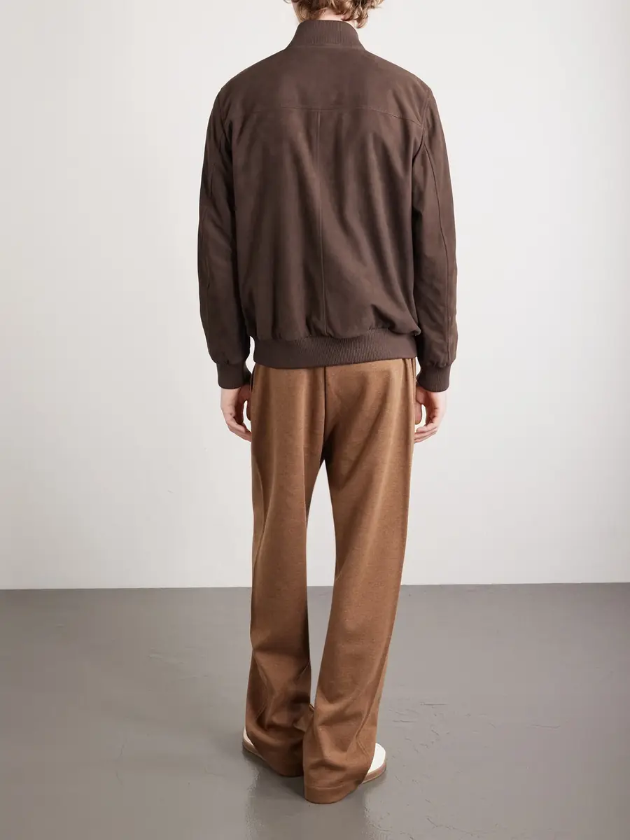 Loro Piana Ivy Padded Suede Bomber Jacket - Men | Thumbnail 4 Loro Piana Ivy Padded Suede Bomber Jacket - Men | Thumbnail 4