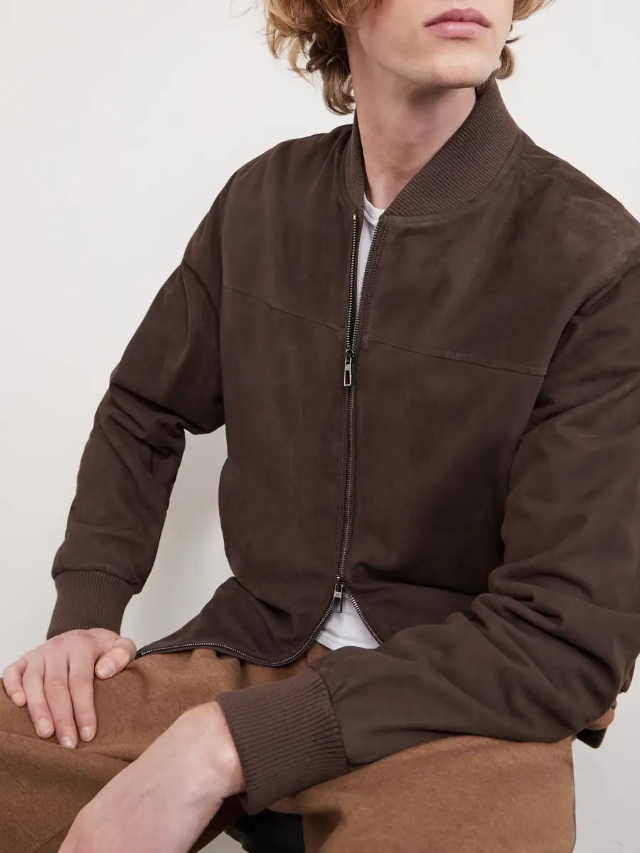 Loro Piana Ivy Padded Suede Bomber Jacket - Men | Thumbnail 5 Loro Piana Ivy Padded Suede Bomber Jacket - Men | Thumbnail 5