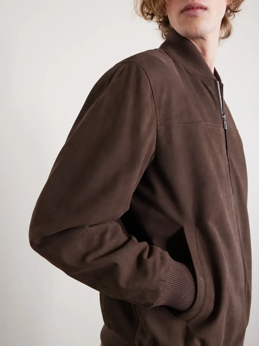 Loro Piana Ivy Padded Suede Bomber Jacket - Men | Thumbnail 6 Loro Piana Ivy Padded Suede Bomber Jacket - Men | Thumbnail 6