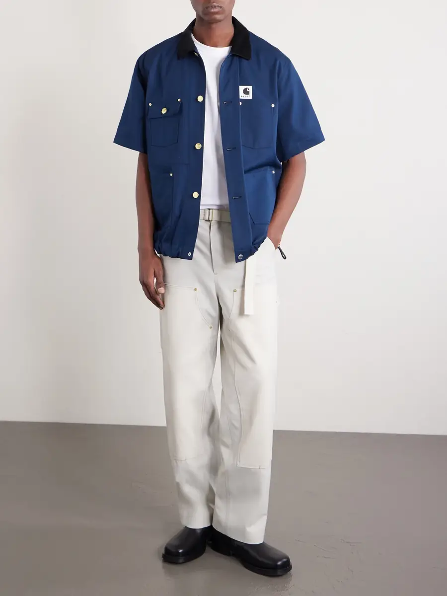 Sacai Carhartt WIP Logo-Appliquéd Corduroy-Trimmed Cotton-Canvas Shirt - Men | Thumbnail 2 Sacai Carhartt WIP Logo-Appliquéd Corduroy-Trimmed Cotton-Canvas Shirt - Men | Thumbnail 2