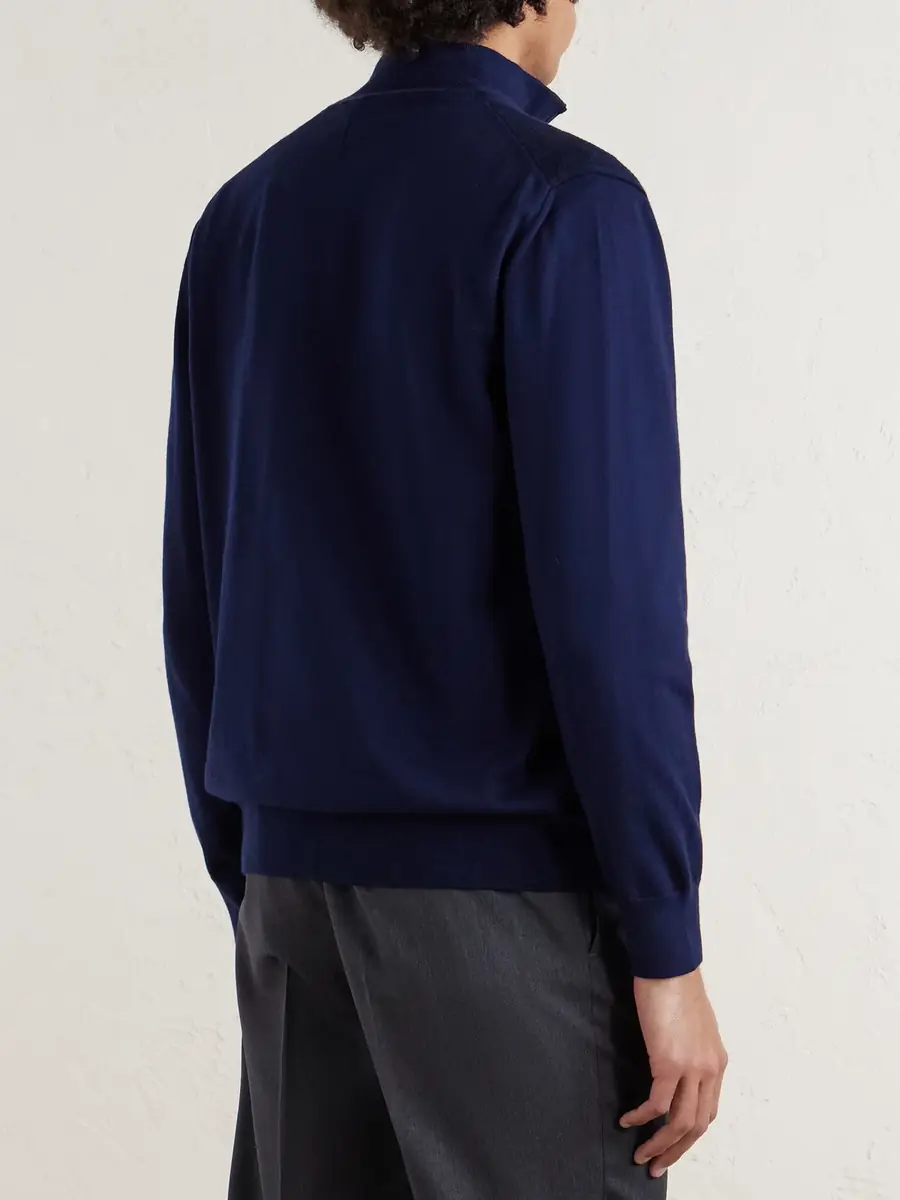 Canali Honeycomb-Knit Cotton Half-Zip Sweater - Men | Thumbnail 4