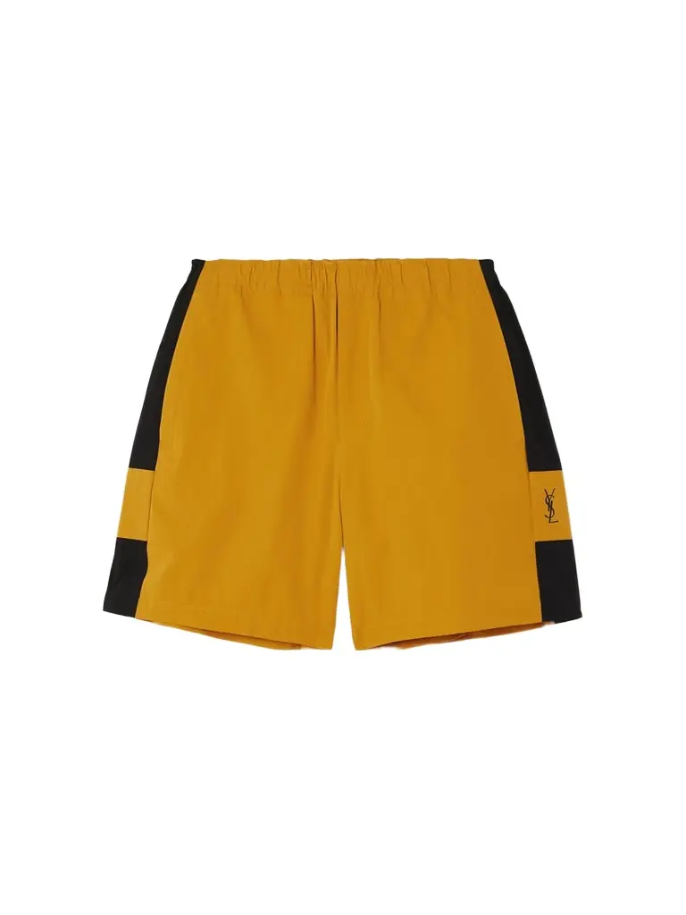 Saint Laurent Embroidered Two-tone Cotton-twill Shorts | Image 1 Saint Laurent Embroidered Two-tone Cotton-twill Shorts | Image 1