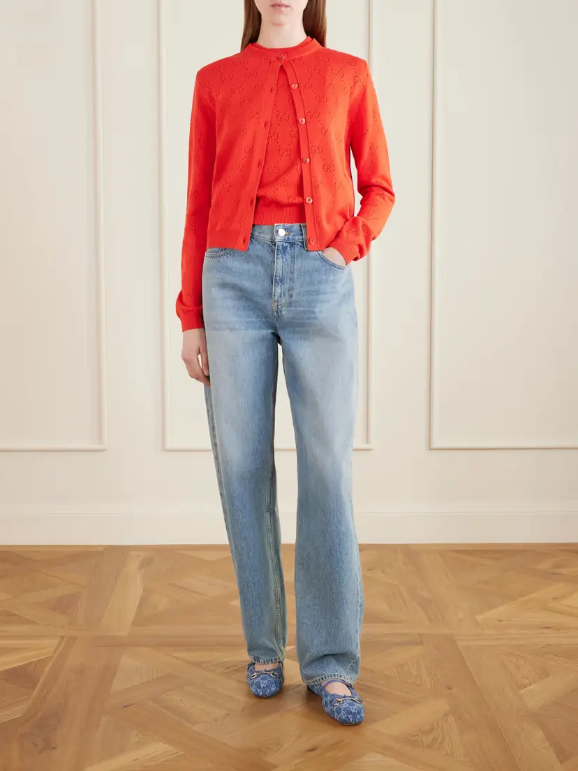 Gucci Perforated Silk And Cotton-blend Sweater | Thumbnail 2