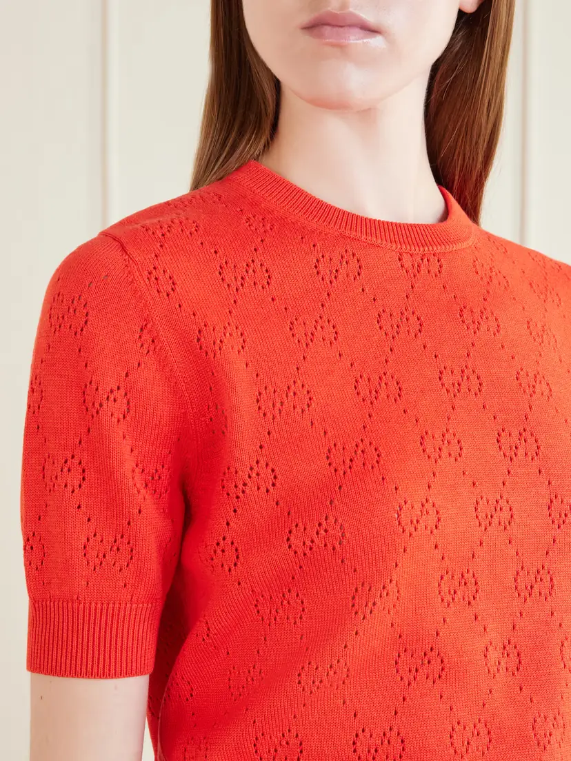 Gucci Perforated Silk And Cotton-blend Sweater | Thumbnail 5