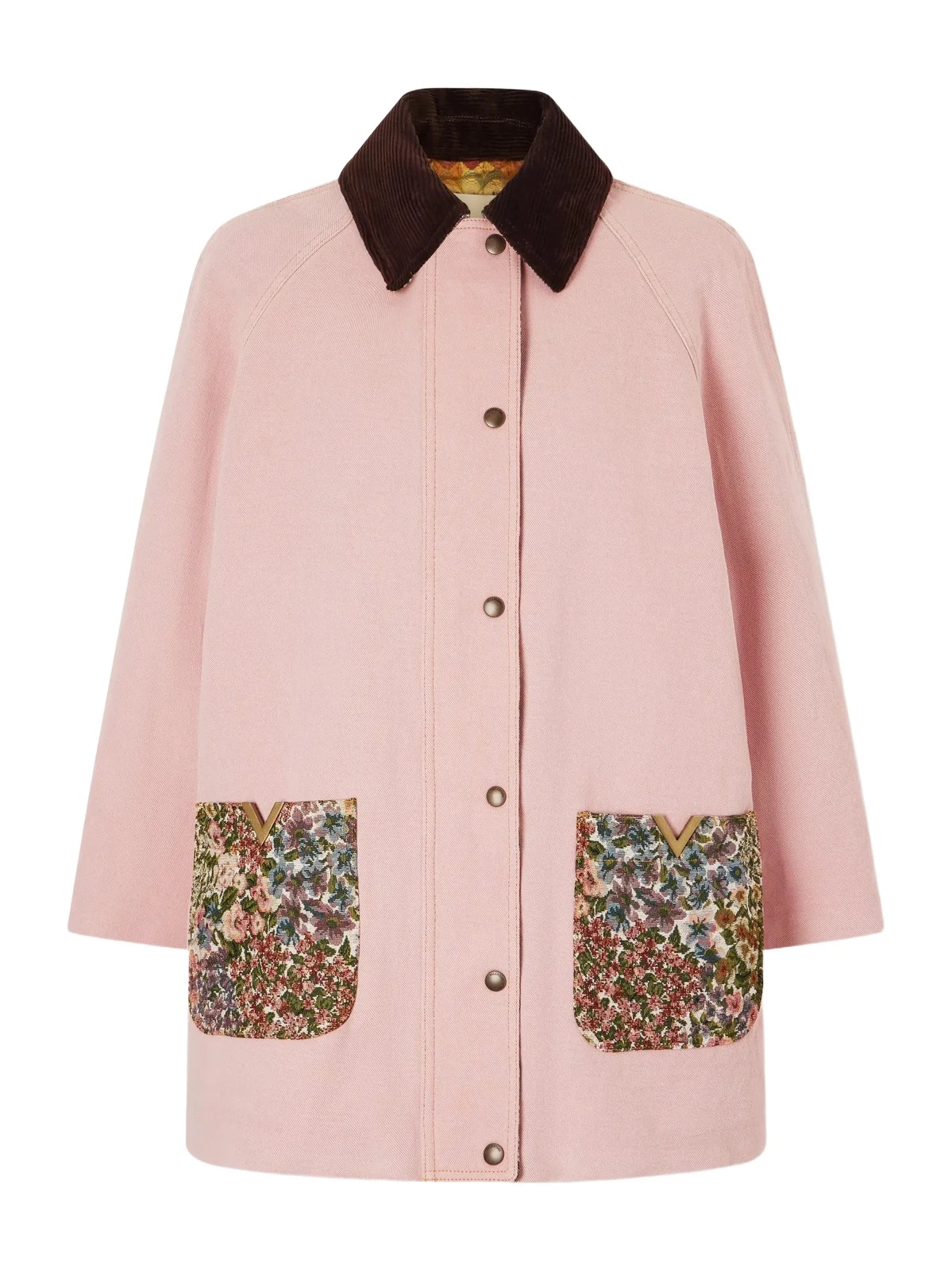 Corduroy-trimmed Cotton And Linen-blend Jacket - Pink