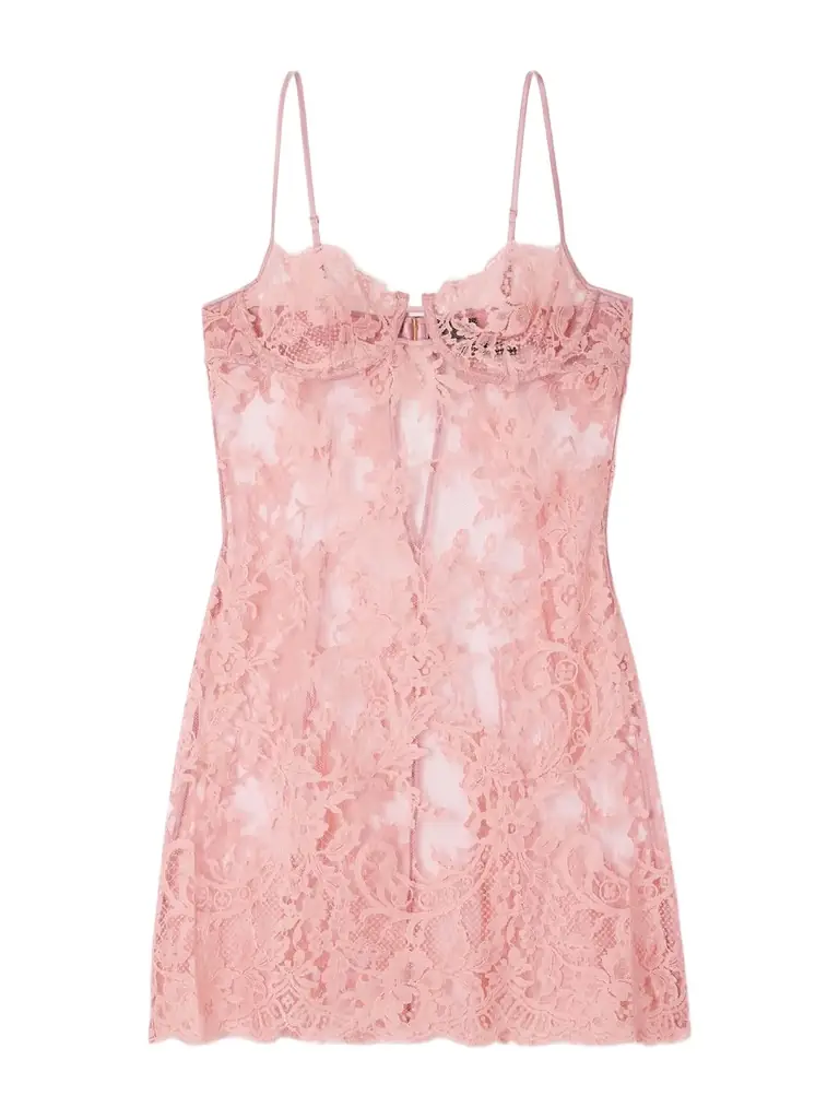 Kiki de Montparnasse Camille Silk Satin-trimmed Organic Cotton-blend Lace Chemise | Image 1 Kiki de Montparnasse Camille Silk Satin-trimmed Organic Cotton-blend Lace Chemise | Image 1