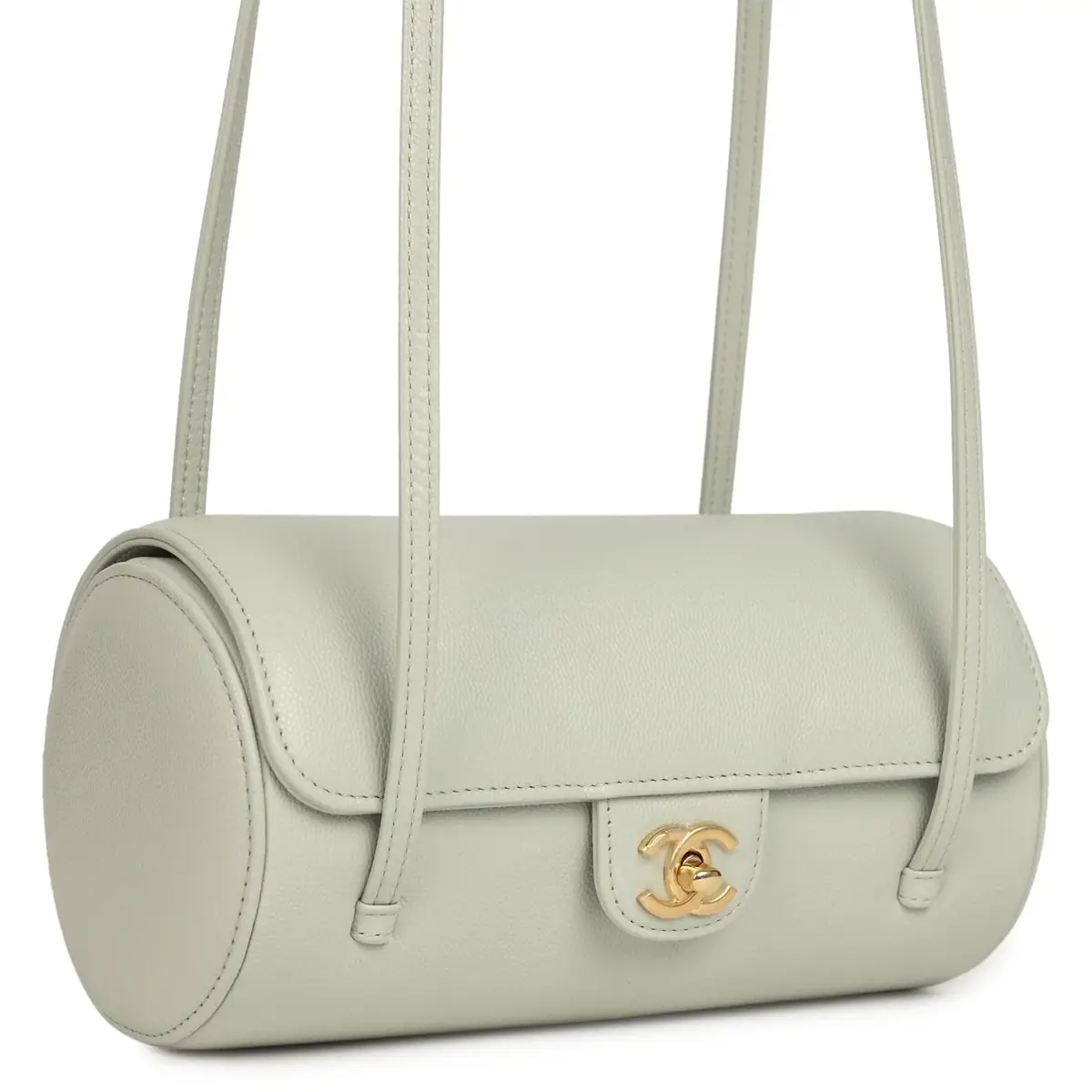 Chanel Chanel Preppy Coco Bowling Bag Light Green Shiny Caviar Brushed Gold Hardware | Thumbnail 2