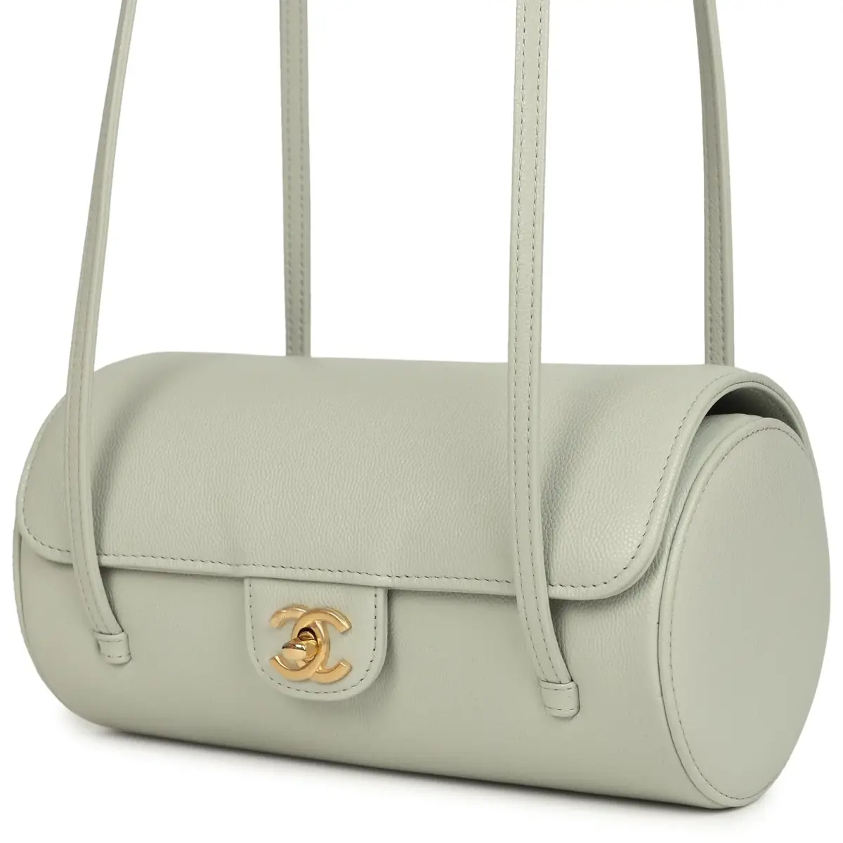 Chanel Chanel Preppy Coco Bowling Bag Light Green Shiny Caviar Brushed Gold Hardware | Thumbnail 5