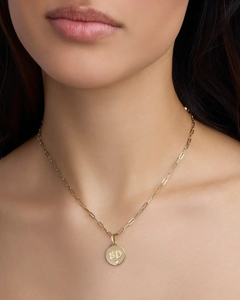 Jennifer Fisher Jennifer Fisher Personalized Small Circle with Diamond in 18K Yellow Gold | Thumbnail 2