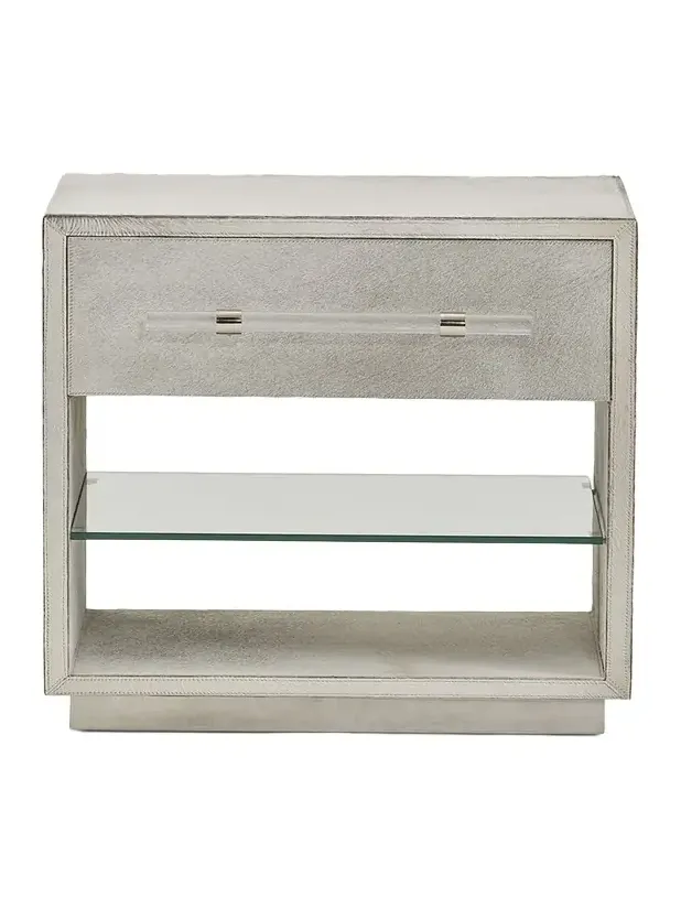 Interlude Home Cassian Hair on Hide Bedside Chest