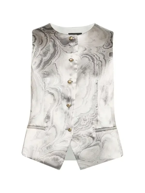 Watercolor-Print Slim Waistcoat Watercolor-Print Slim Waistcoat
