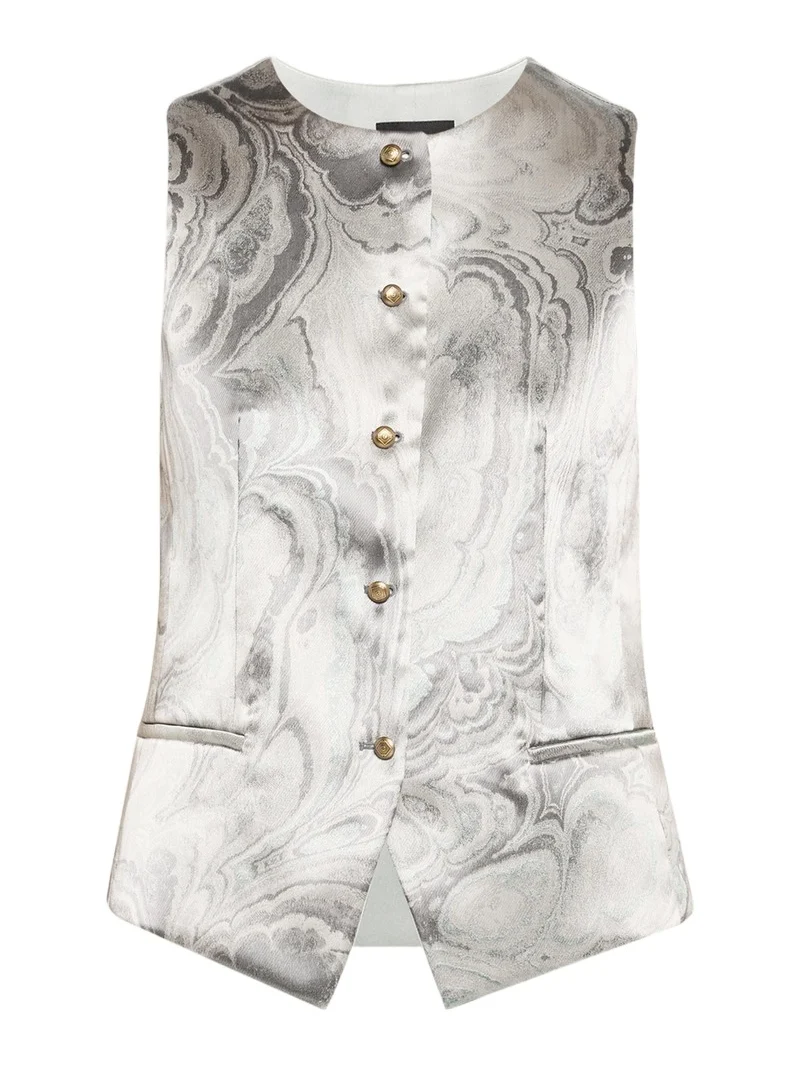 Watercolor-Print Slim Waistcoat