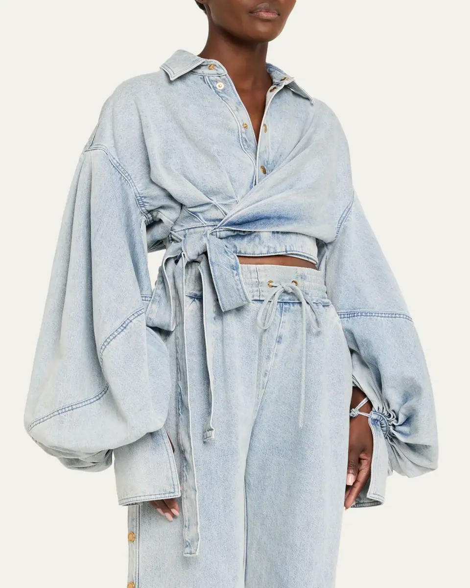 Zimmermann Denim Wrap Top | Thumbnail 4 Zimmermann Denim Wrap Top | Thumbnail 4
