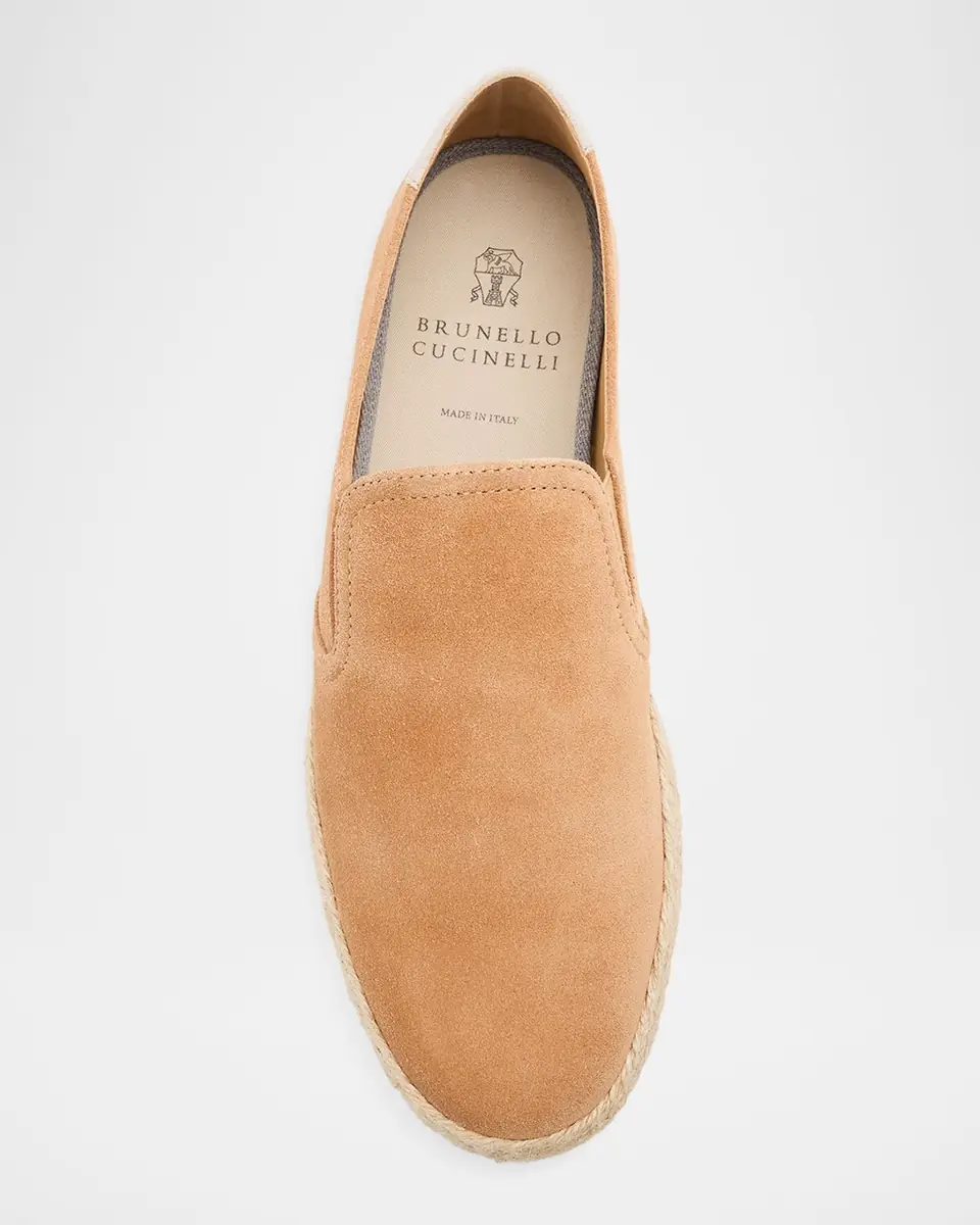 Brunello Cucinelli Men's Suede Slip-On Espadrilles | Thumbnail 14 Brunello Cucinelli Men's Suede Slip-On Espadrilles | Thumbnail 14