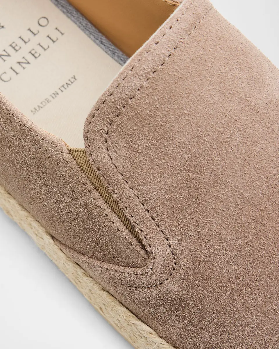 Brunello Cucinelli Men's Suede Slip-On Espadrilles | Thumbnail 10 Brunello Cucinelli Men's Suede Slip-On Espadrilles | Thumbnail 10