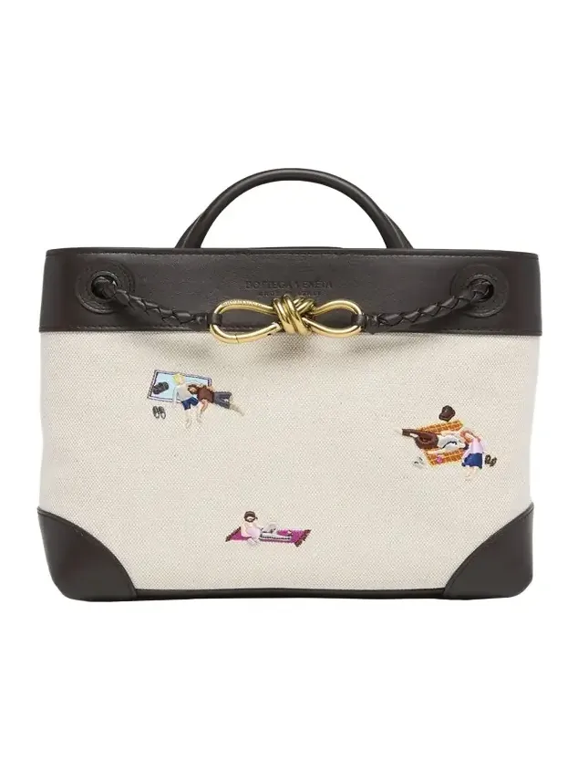 Andiamo Small Embroidered Canvas Top-Handle Bag