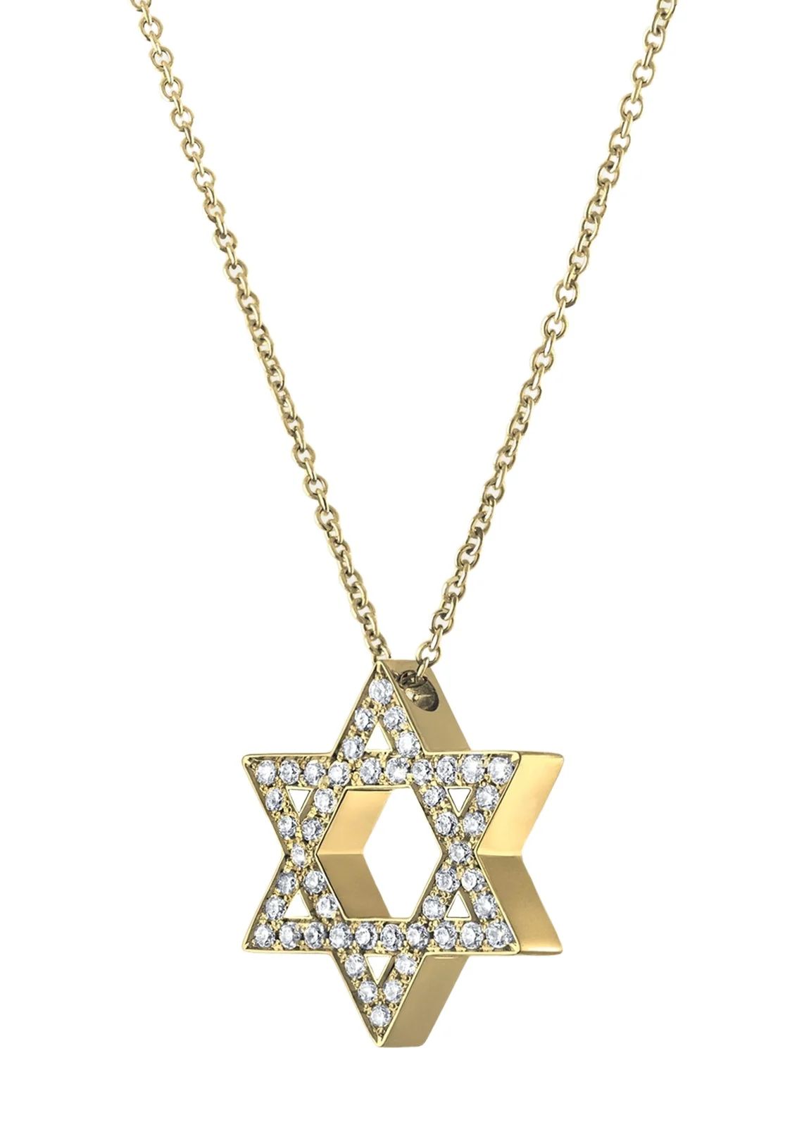 18K Yellow Gold Large Star of David Pave Diamond Necklace 18K Yellow Gold Large Star of David Pave Diamond Necklace