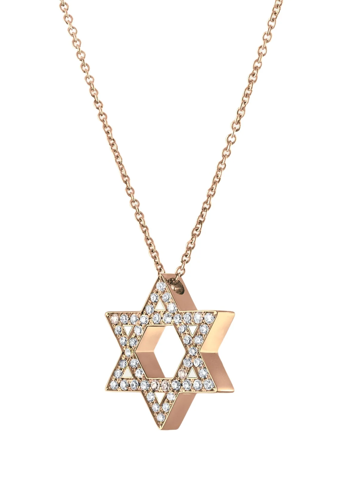 18K Rose Gold Large Star of David Pave Diamond Necklace 18K Rose Gold Large Star of David Pave Diamond Necklace