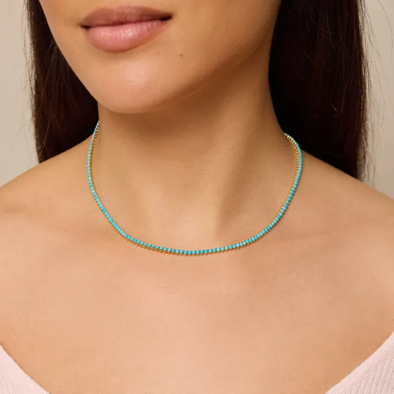 Jennifer Meyer 3-Prong Turquoise Tennis Necklace | Thumbnail 6