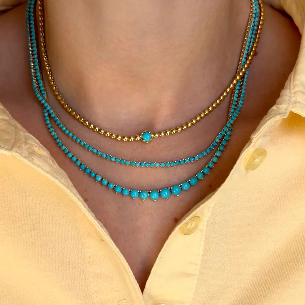 Jennifer Meyer 3-Prong Turquoise Tennis Necklace | Thumbnail 7