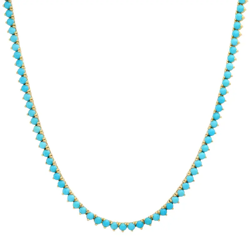 Jennifer Meyer 3-Prong Turquoise Tennis Necklace | Image 1 Jennifer Meyer 3-Prong Turquoise Tennis Necklace | Image 1