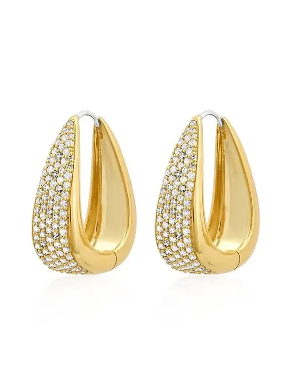 Jennifer Meyer Elongated Teardrop Huggies With Diamond Pave