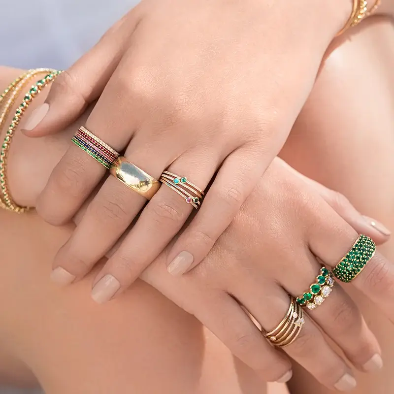 Jennifer Meyer Graduated Emerald Ring | Thumbnail 3
