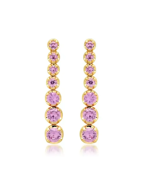 Jennifer Meyer Graduated Pink Sapphire Tennis Studs
