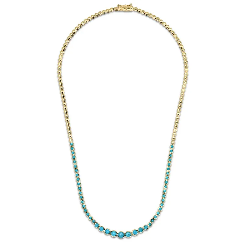 Jennifer Meyer Graduated Turquoise Tennis Necklace | Thumbnail 2 Jennifer Meyer Graduated Turquoise Tennis Necklace | Thumbnail 2