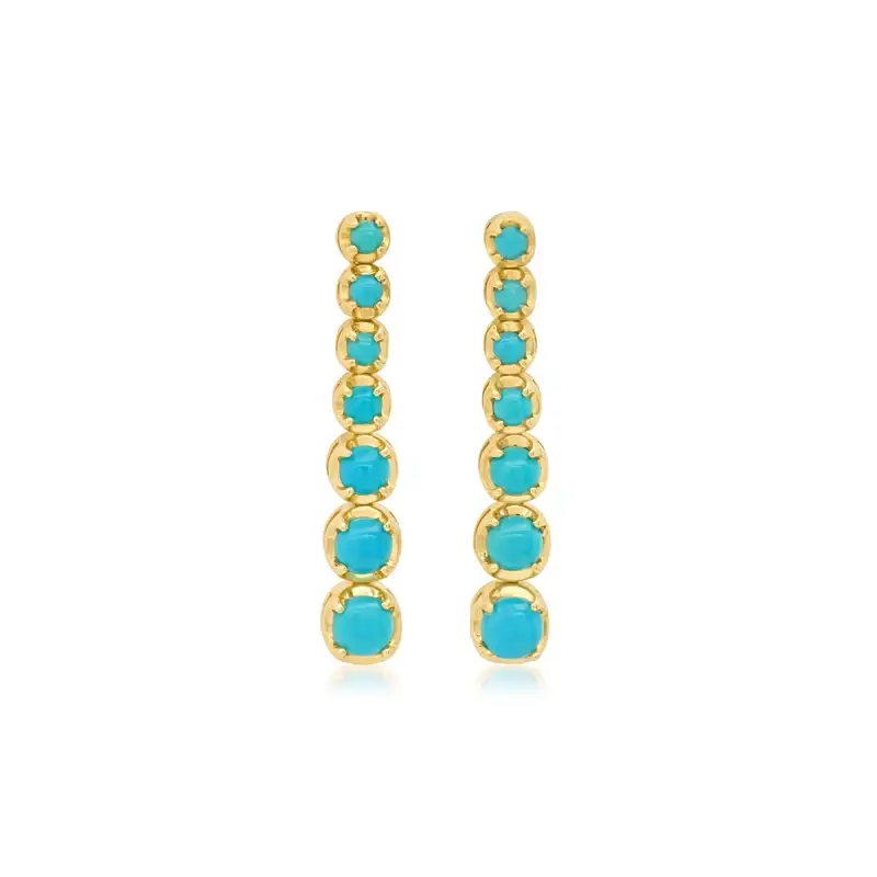 Jennifer Meyer Graduated Turquoise Tennis Studs | Image 1 Jennifer Meyer Graduated Turquoise Tennis Studs | Image 1