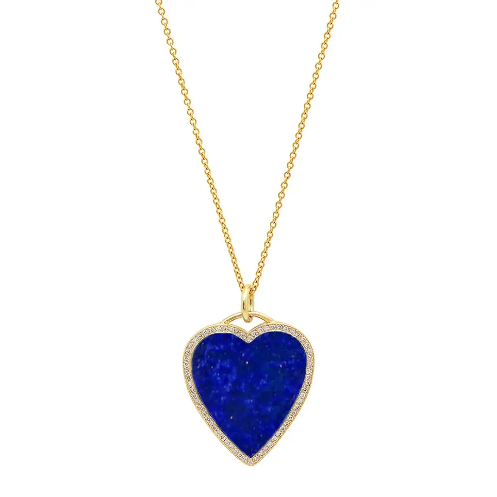 Jennifer Meyer Lapis Inlay Heart Necklace with Diamonds | Thumbnail 3
