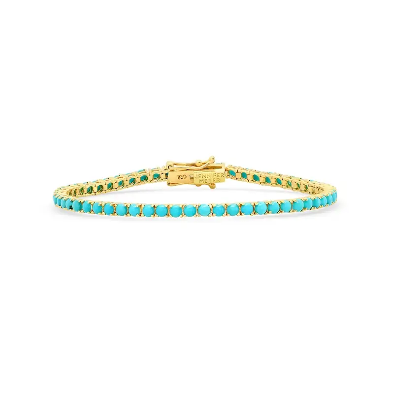 Jennifer Meyer Large 4-Prong Turquoise Tennis Bracelet | Image 1 Jennifer Meyer Large 4-Prong Turquoise Tennis Bracelet | Image 1
