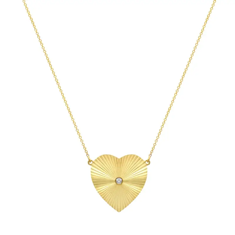 Jennifer Meyer Large 70's Heart Necklace with Diamond Accent | Image 1 Jennifer Meyer Large 70's Heart Necklace with Diamond Accent | Image 1