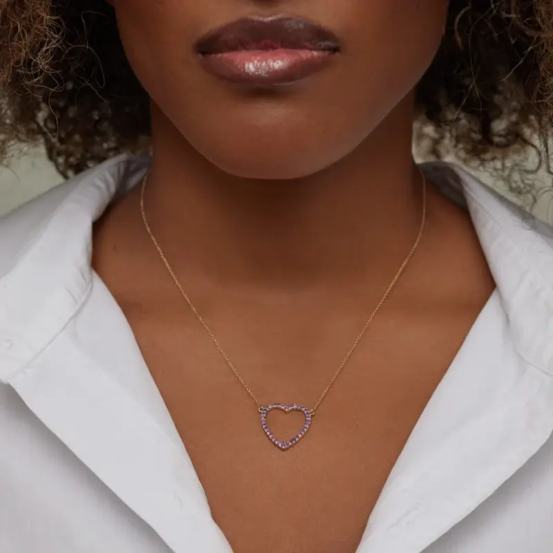 Jennifer Meyer Large Amethyst Open Heart Necklace | Thumbnail 4
