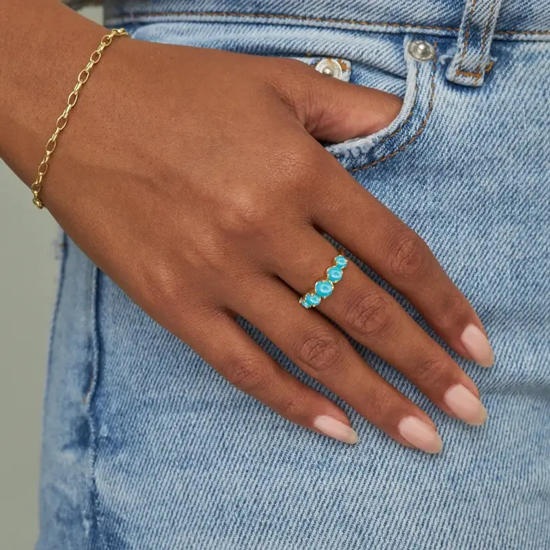 Jennifer Meyer Large Graduated Turquoise Ring | Thumbnail 5 Jennifer Meyer Large Graduated Turquoise Ring | Thumbnail 5