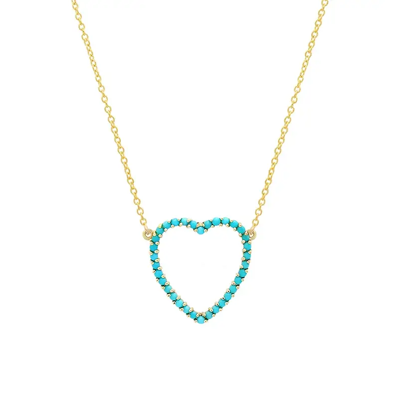 Jennifer Meyer Large Turquoise Open Heart Necklace | Image 1 Jennifer Meyer Large Turquoise Open Heart Necklace | Image 1