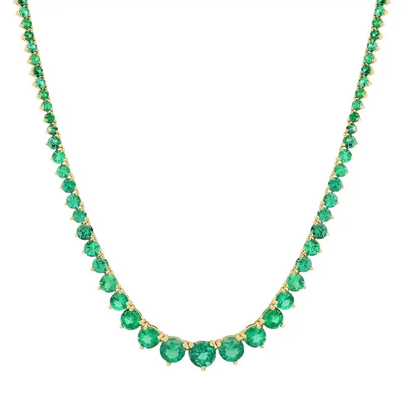 Jennifer Meyer Luxe Graduated 3-Prong Emerald Tennis Necklace | Image 1 Jennifer Meyer Luxe Graduated 3-Prong Emerald Tennis Necklace | Image 1