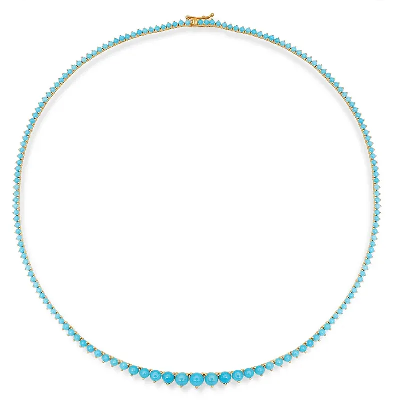 Jennifer Meyer Luxe Graduated 3-Prong Turquoise Tennis Necklace | Thumbnail 2 Jennifer Meyer Luxe Graduated 3-Prong Turquoise Tennis Necklace | Thumbnail 2