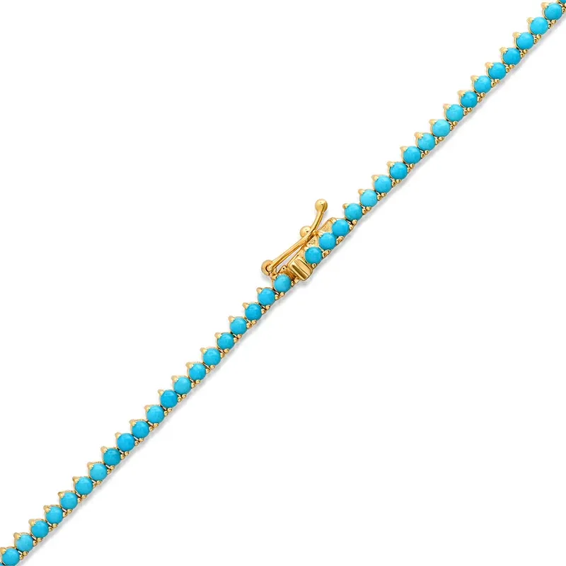 Jennifer Meyer Luxe Graduated 3-Prong Turquoise Tennis Necklace | Thumbnail 3 Jennifer Meyer Luxe Graduated 3-Prong Turquoise Tennis Necklace | Thumbnail 3